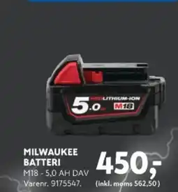 Davidsen MILWAUKEE BATTERI tilbud