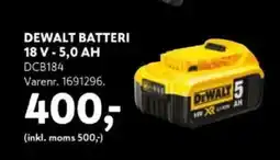 Davidsen DEWALT BATTERI 18 V - 5,0 AH DCB184 tilbud
