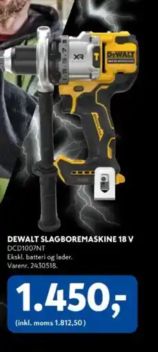 Davidsen DEWALT SLAGBOREMASKINE 18 V DCD1007NT tilbud