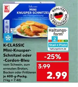 Kaufland K-CLASSIC Mini-Knusper- Schnitzel oder -Cordon-Bleu tilbud