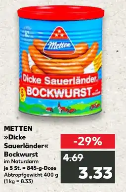 Kaufland METTEN »Dicke Sauerländer<< Bockwurst tilbud