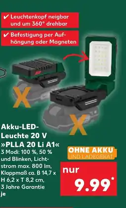 Kaufland Akku-LED- Leuchte 20 V >>PLLA 20 Li A1<< tilbud