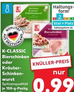 Kaufland K-CLASSIC Bierschinken oder Kräuter- Schinken- tilbud