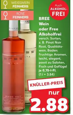 Kaufland BREE Wein oder Free Alkoholfrei tilbud