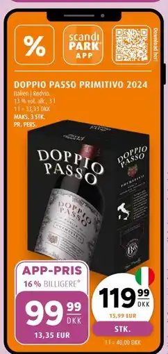 Scandinavian Park DOPPIO PASSO PRIMITIVO 2024, DKK 119.99, App-pris tilbud