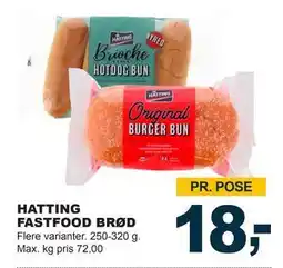 Let-Køb HATTING FASTFOOD BRØD, DKK 18 tilbud