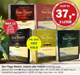 Købmandsgården San-Tiago Rødvin, rosévin eller hvidvin, DKK 37 tilbud