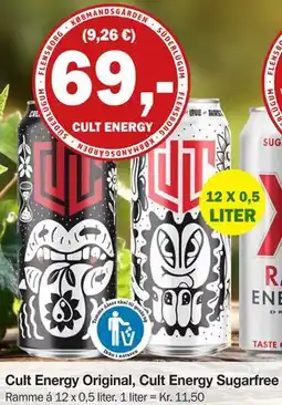 Købmandsgården Cult Energy Original, Cult Energy Sugarfree, DKK 69 tilbud