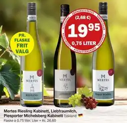 Købmandsgården Mertes Riesling Kabinett, Liebfraumilch, Piesporter Michelsberg Kabinett, DKK 19.95 tilbud