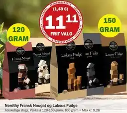 Købmandsgården Nordthy Fransk Nougat og Luksus Fudge, DKK 11.11 tilbud