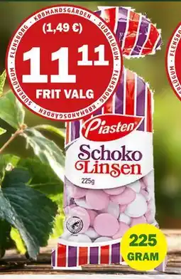 Købmandsgården Piasten Chokoladelinser, DKK 11.11 tilbud