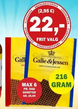 Købmandsgården Galle & Jessen pålægchokolade, DKK 22 tilbud