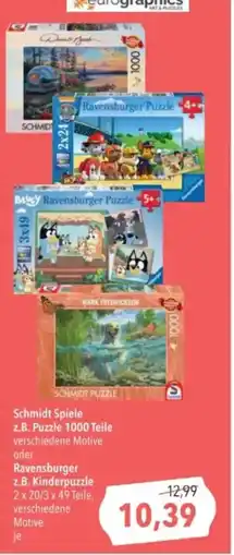 Citti Schmidt Spiele z.B. Puzzle 1000 Teile oder Ravensburger z.B. Kinderpuzzle tilbud
