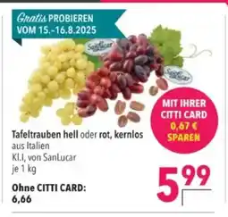 Citti Tafeltrauben hell oder rot, kernlos tilbud