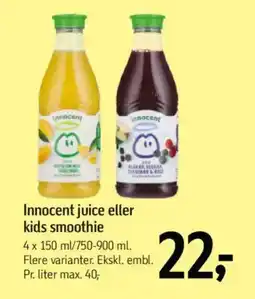 Føtex Innocent juice eller kids smoothie tilbud