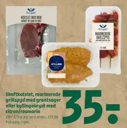 Coop 365 Skaftkotelet, marinerede grillspyd med grøntsager eller kyllingebryst med citron/rosmarin tilbud