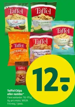 Coop 365 TAFFEL Chips eller nødder tilbud
