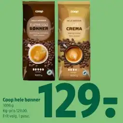 Coop 365 COOP Hele bønner tilbud