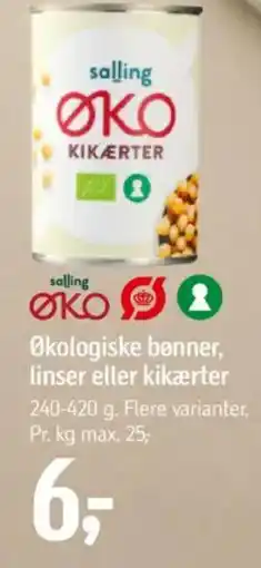 Føtex Økologiske bønner, linser eller kikærter tilbud