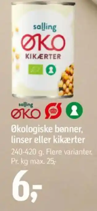 Føtex Økologiske bønner, linser eller kikærter tilbud