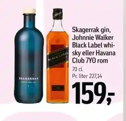 Føtex Skagerrak gin, Johnnie Walker Black Label whi- sky eller Havana Club 7YO rom tilbud