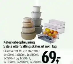 Føtex Køleskabsopbevaring 5 dele eller Salling skålesæt inkl. låg tilbud