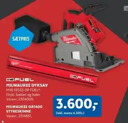 Davidsen MILWAUKEE Dyksav & MILWAUKEE GR1400 Styreskinne tilbud