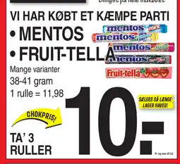 ABC Lavpris Mentos • Fruit-tella tilbud