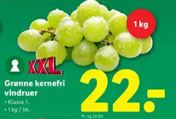Lidl Grønne kernefri vindruer tilbud