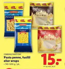 Lidl COMBINO/SNACK DAY Pasta penne, fusilli eller wraps tilbud