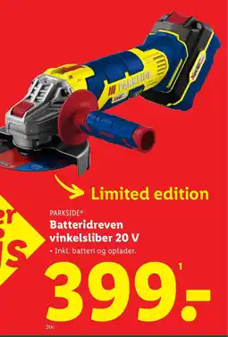 Lidl PARKSIDE Batteridreven vinkelsliber 20 V tilbud