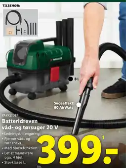 Lidl PARKSIDE Batteridreven våd- og tørsuger 20 V tilbud
