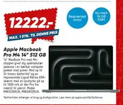 Bilka Apple Macbook Pro M4 14” 512 GB, DKK 12222 tilbud