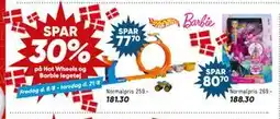 Bilka SPAR 30% på Hot Wheels og Barbie legetøj tilbud