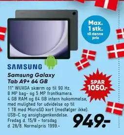 Bilka Samsung Galaxy Tab A9+ 64 GB, DKK 949 tilbud