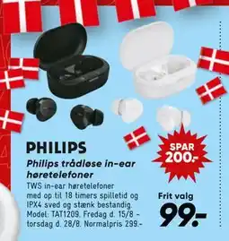 Bilka Philips trådløse in-ear høretelefoner, DKK 99 tilbud