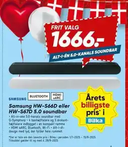 Bilka Samsung HW-S66D eller HW-S67D 5.0 soundbar, DKK 1666 tilbud