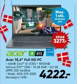 Bilka Acer 15,6” Full HD PC, DKK 4222 tilbud