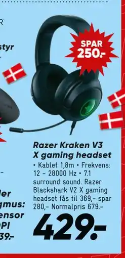 Bilka Razer Kraken V3 X gaming headset, DKK 429 tilbud