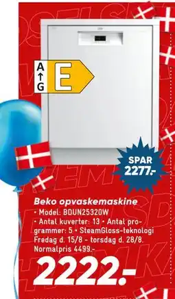 Bilka Beko opvaskemaskine, DKK 2222 tilbud