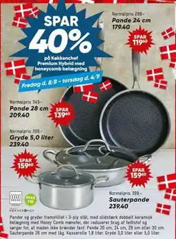 Bilka SPAR 40% på Køkkenchef Premium Hybrid med honeycomb belægning tilbud