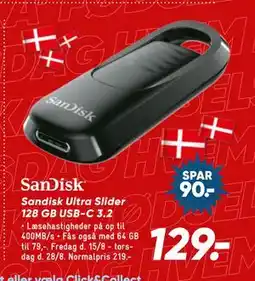 Bilka Sandisk Ultra Slider 128 GB USB-C 3.2, DKK 129 tilbud