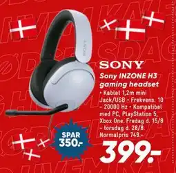 Bilka Sony INZONE H3 gaming headset, DKK 399 tilbud