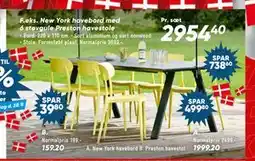 Bilka New York havebord med 6 støvgule Preston havestole, DKK 2954.4 tilbud
