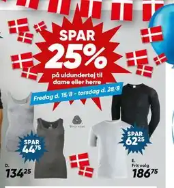 Bilka SPAR 25% på uldundertøj til dame eller herre tilbud