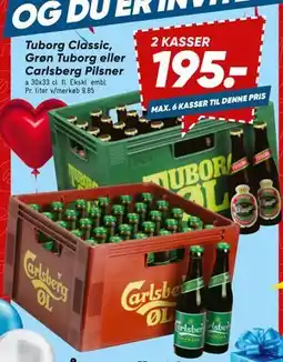 Bilka Tuborg Classic, Grøn Tuborg eller Carlsberg Pilsner, DKK 195 tilbud