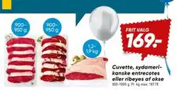 Bilka Cuvette, sydamerikanske entrecotes eller ribeyes af okse, DKK 169 tilbud
