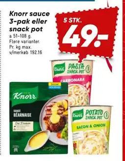 Bilka Knorr sauce 3-pak eller snack pot, DKK 49 tilbud