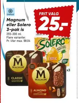 Bilka Magnum eller Solero 3-pak is, DKK 25 tilbud