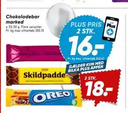 Bilka Chokoladebar marked, DKK 18, App-pris tilbud